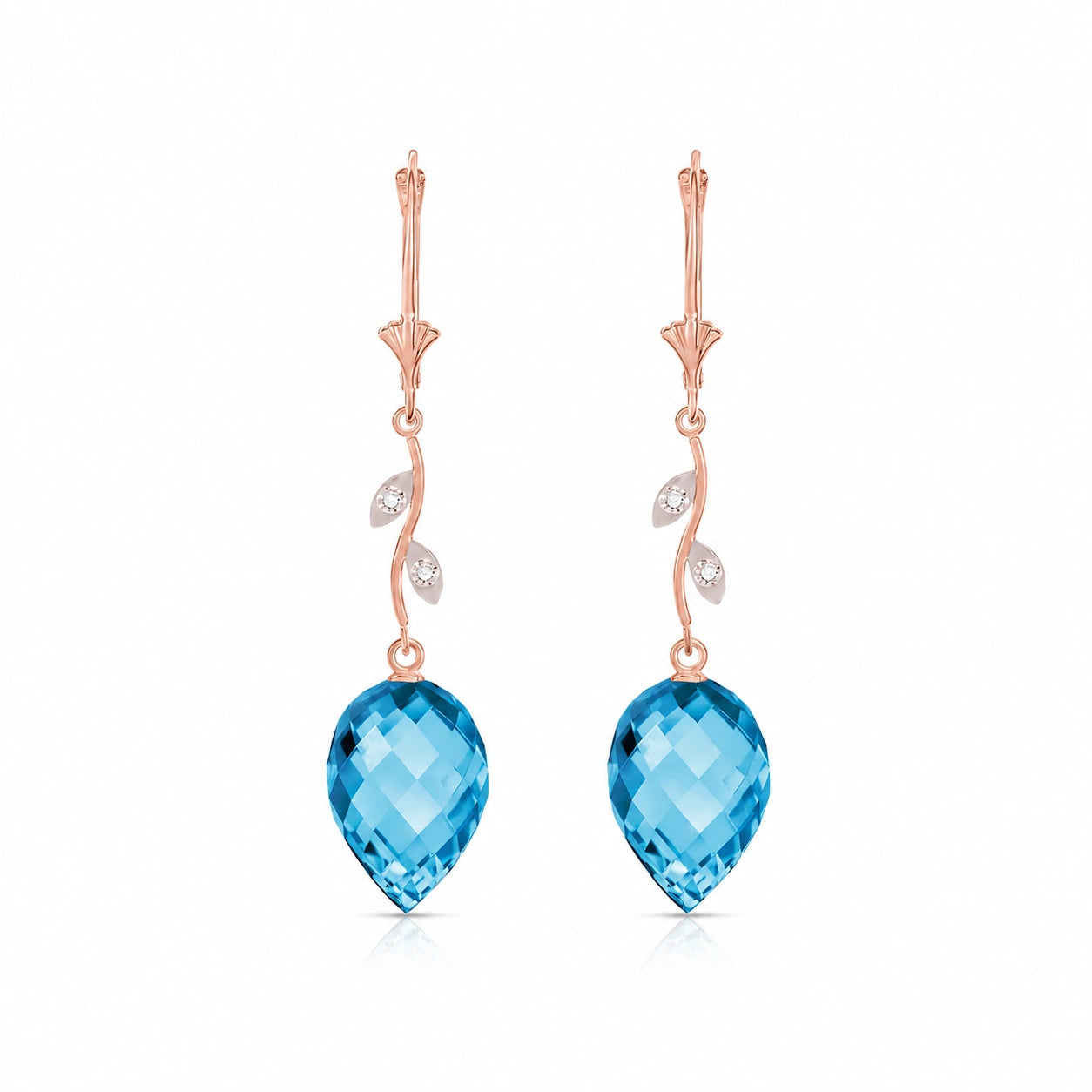 Rose Gold Earrings Blue Topaz 10K — Severina