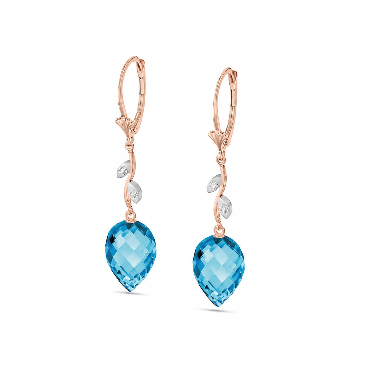 Rose Gold Earrings Blue Topaz 10K — Severina