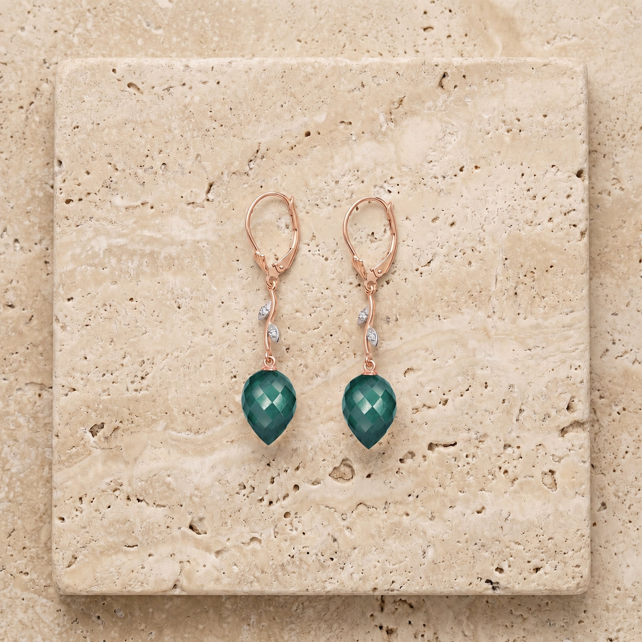 Rose Gold Earrings Blue Topaz 10K — Severina