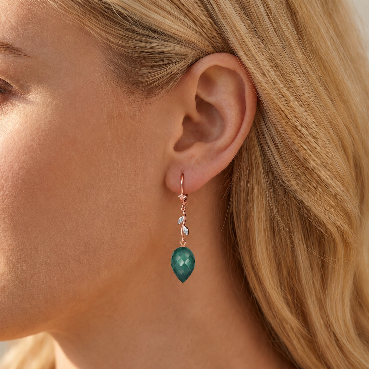 Rose Gold Earrings Blue Topaz 10K — Severina