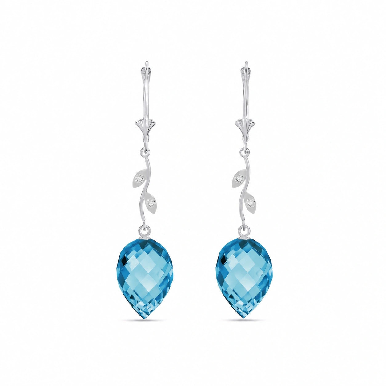 White Gold Earrings Blue Topaz 10K — Severina