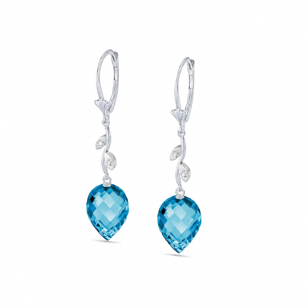 White Gold Earrings Blue Topaz 10K — Severina
