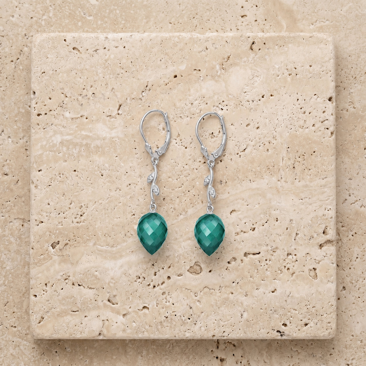White Gold Earrings Blue Topaz 10K — Severina