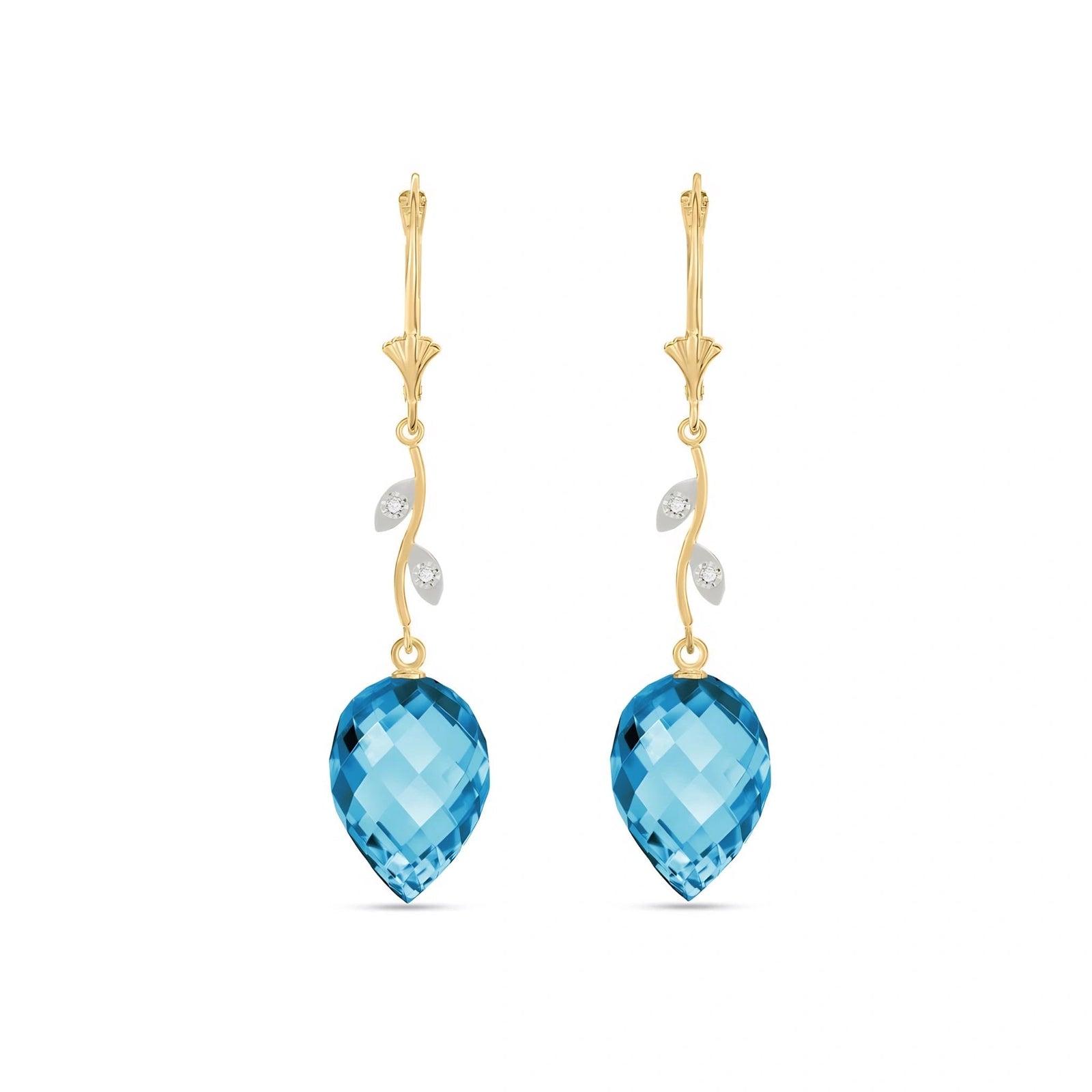 Yellow Gold Earrings Blue Topaz 10K — Severina