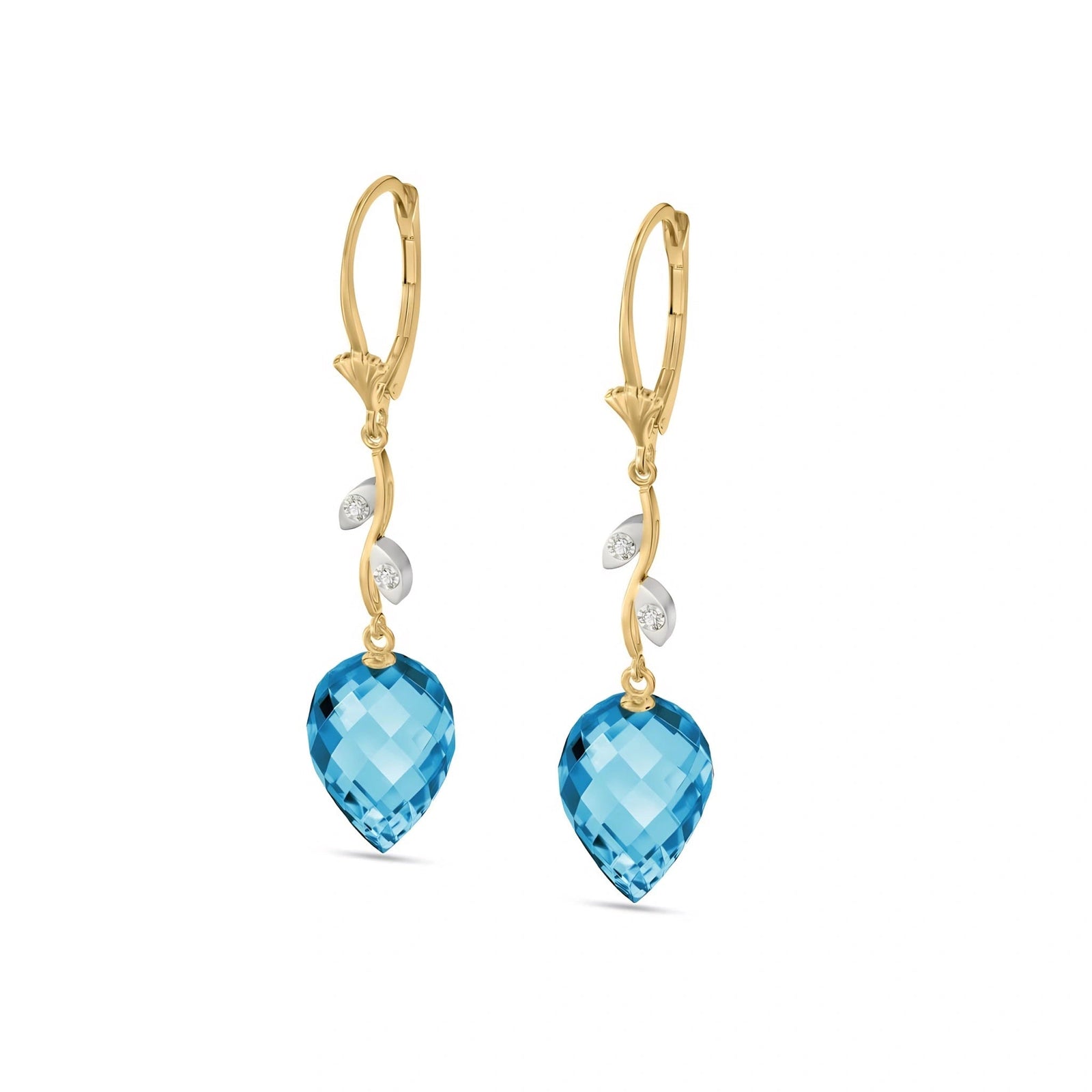 Yellow Gold Earrings Blue Topaz 10K — Severina