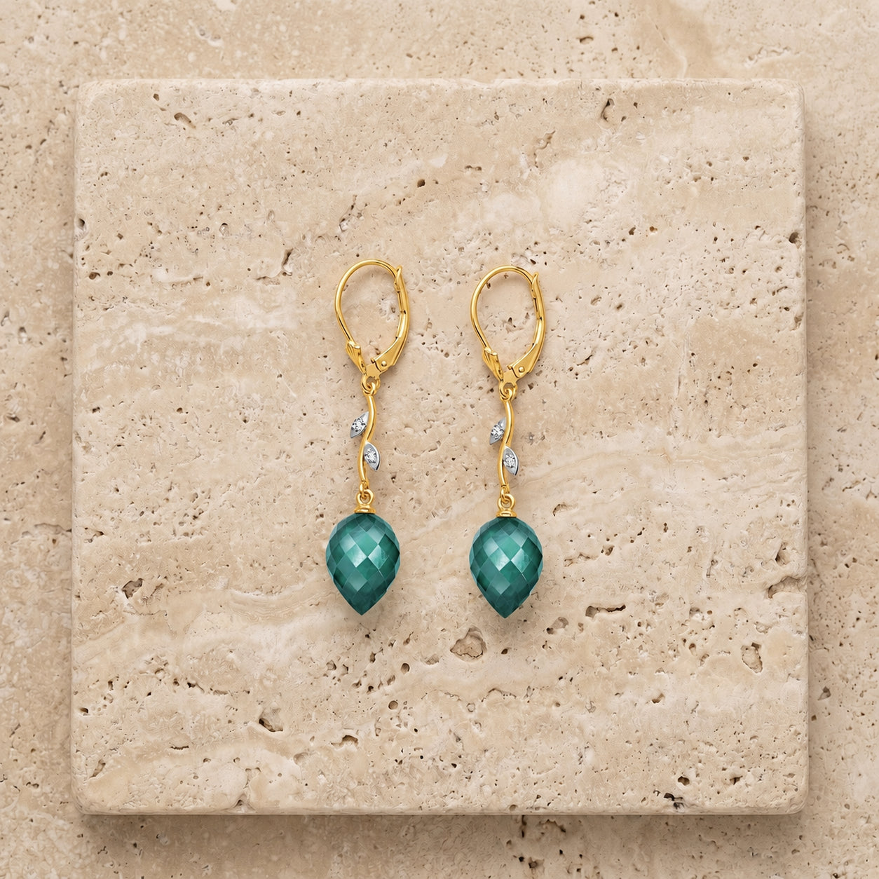 Yellow Gold Earrings Blue Topaz 10K — Severina