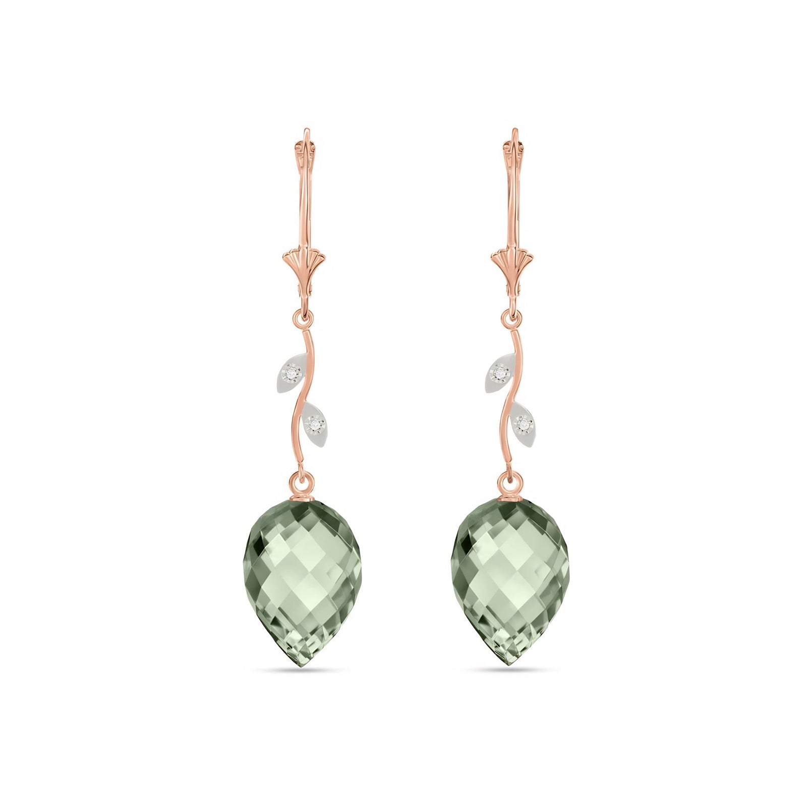 Rose Gold Earrings White Topaz 10K — Severina