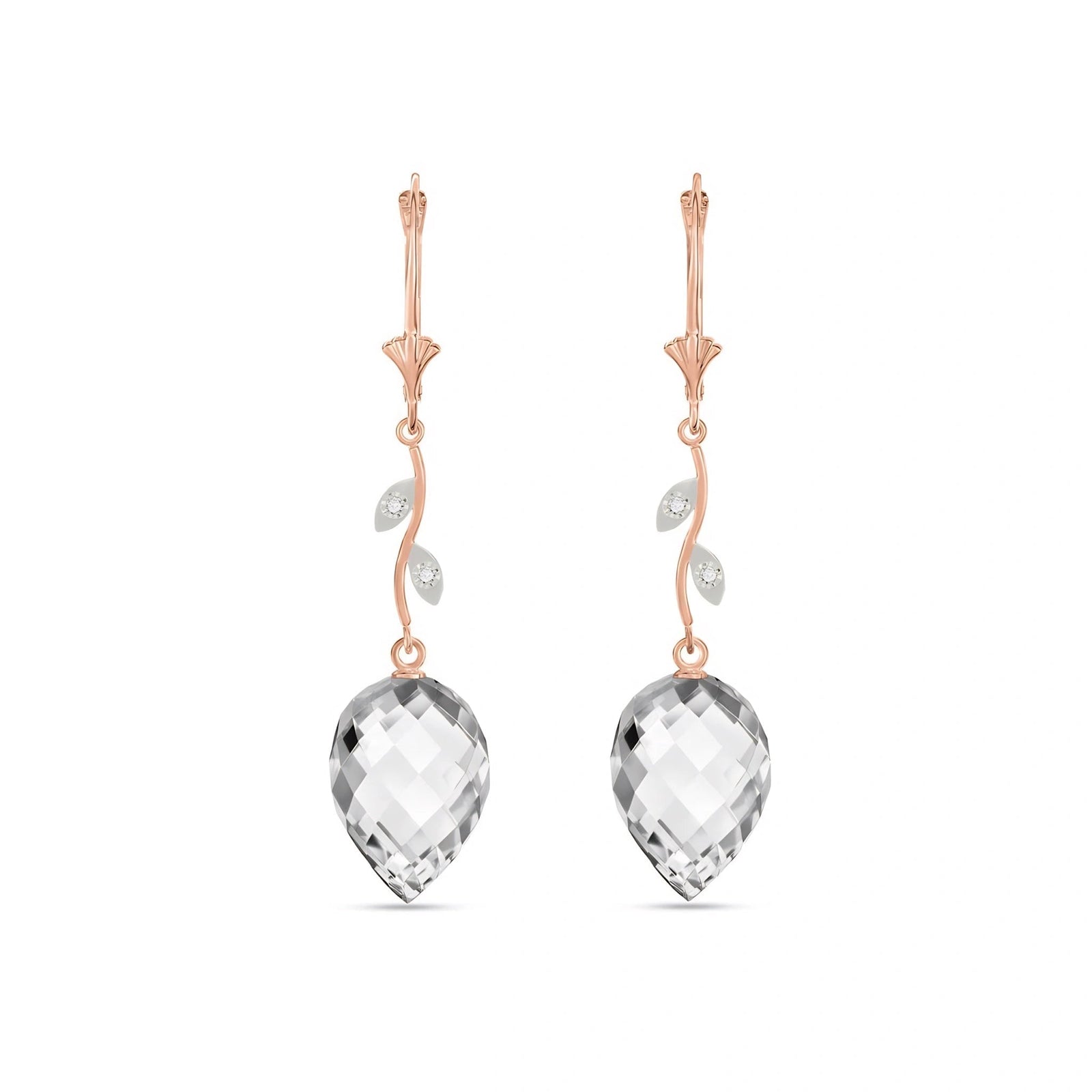 Rose Gold Earrings White Topaz 10K — Severina