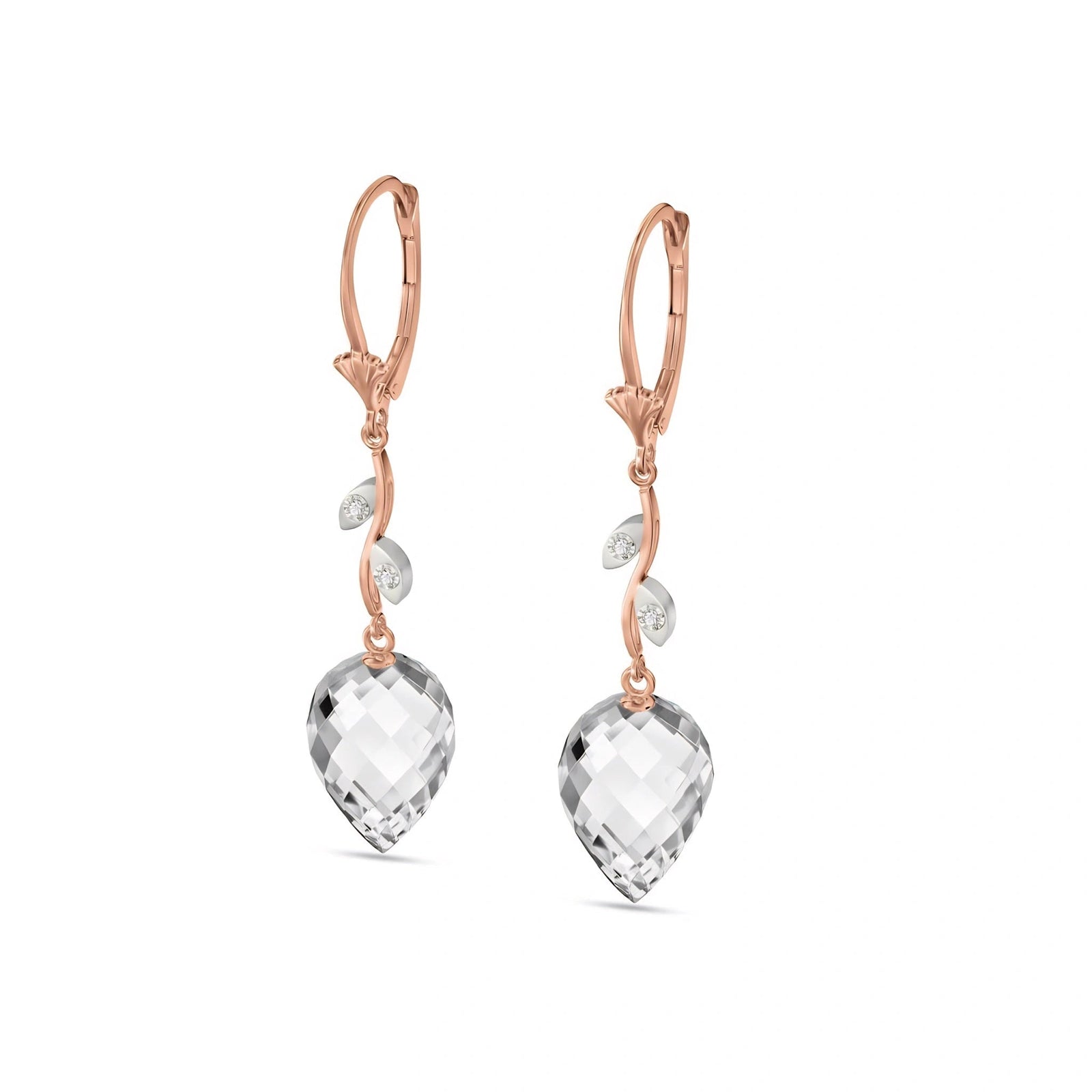 Rose Gold Earrings White Topaz 10K — Severina