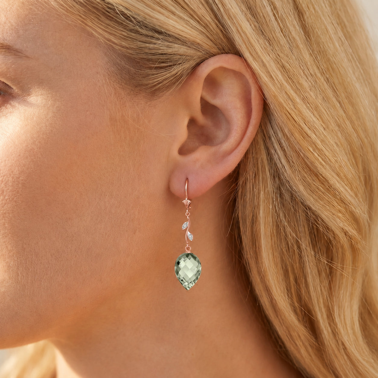 Rose Gold Earrings White Topaz 10K — Severina
