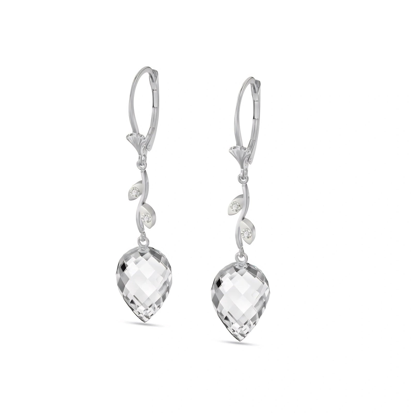 White Gold Earrings White Topaz 10K — Severina