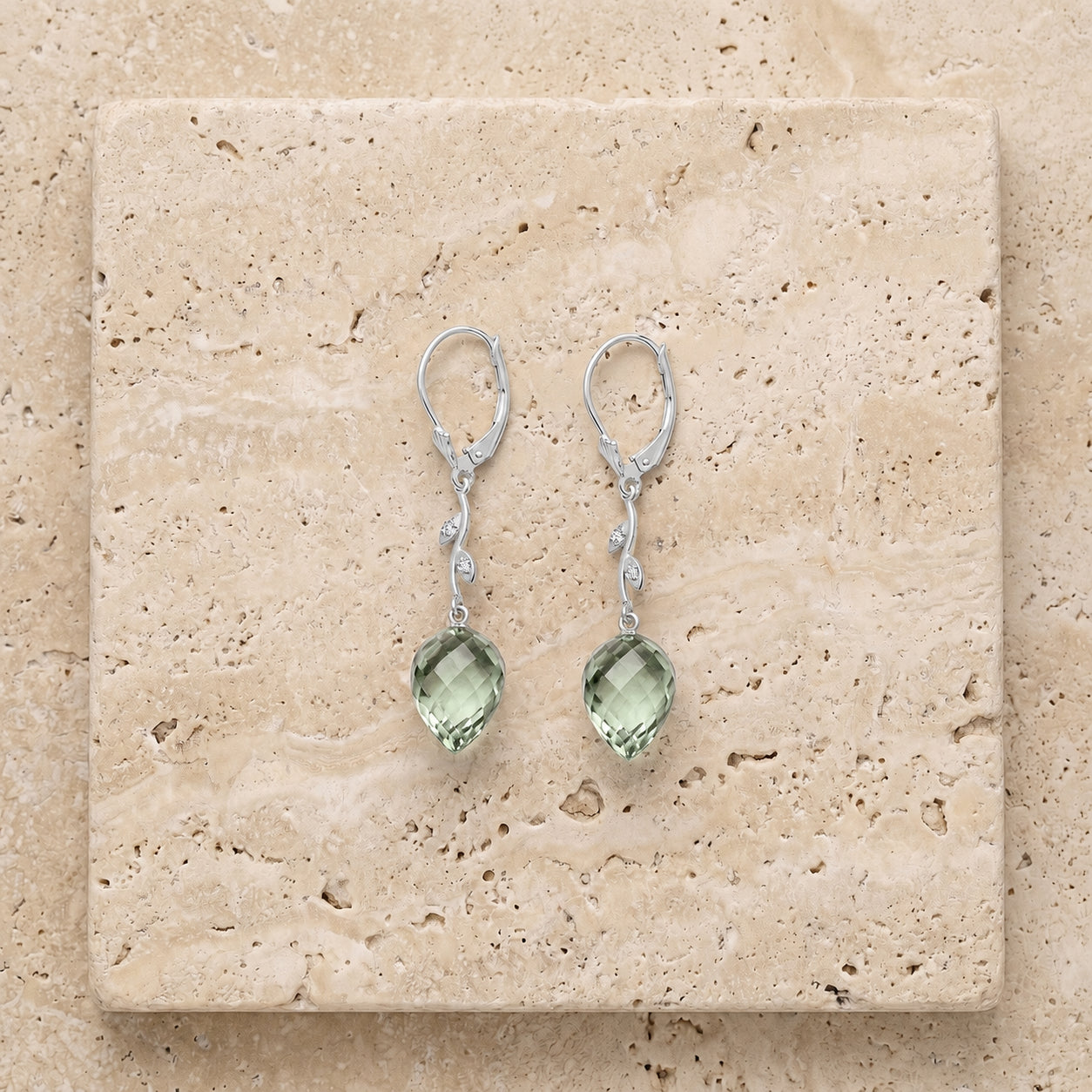 White Gold Earrings White Topaz 10K — Severina