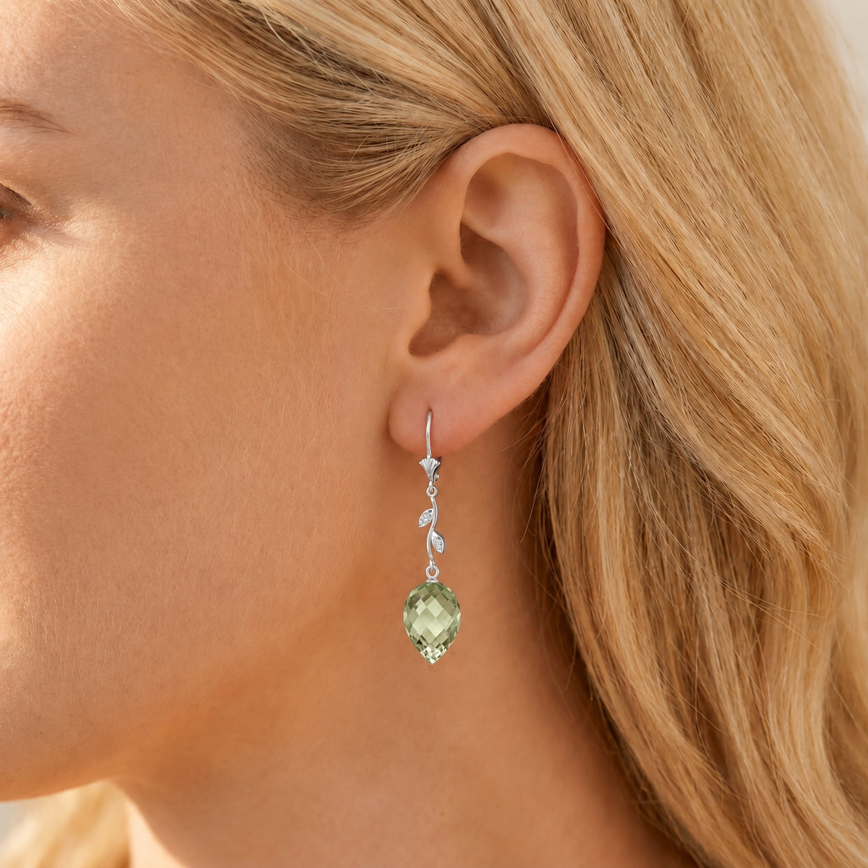 White Gold Earrings White Topaz 10K — Severina
