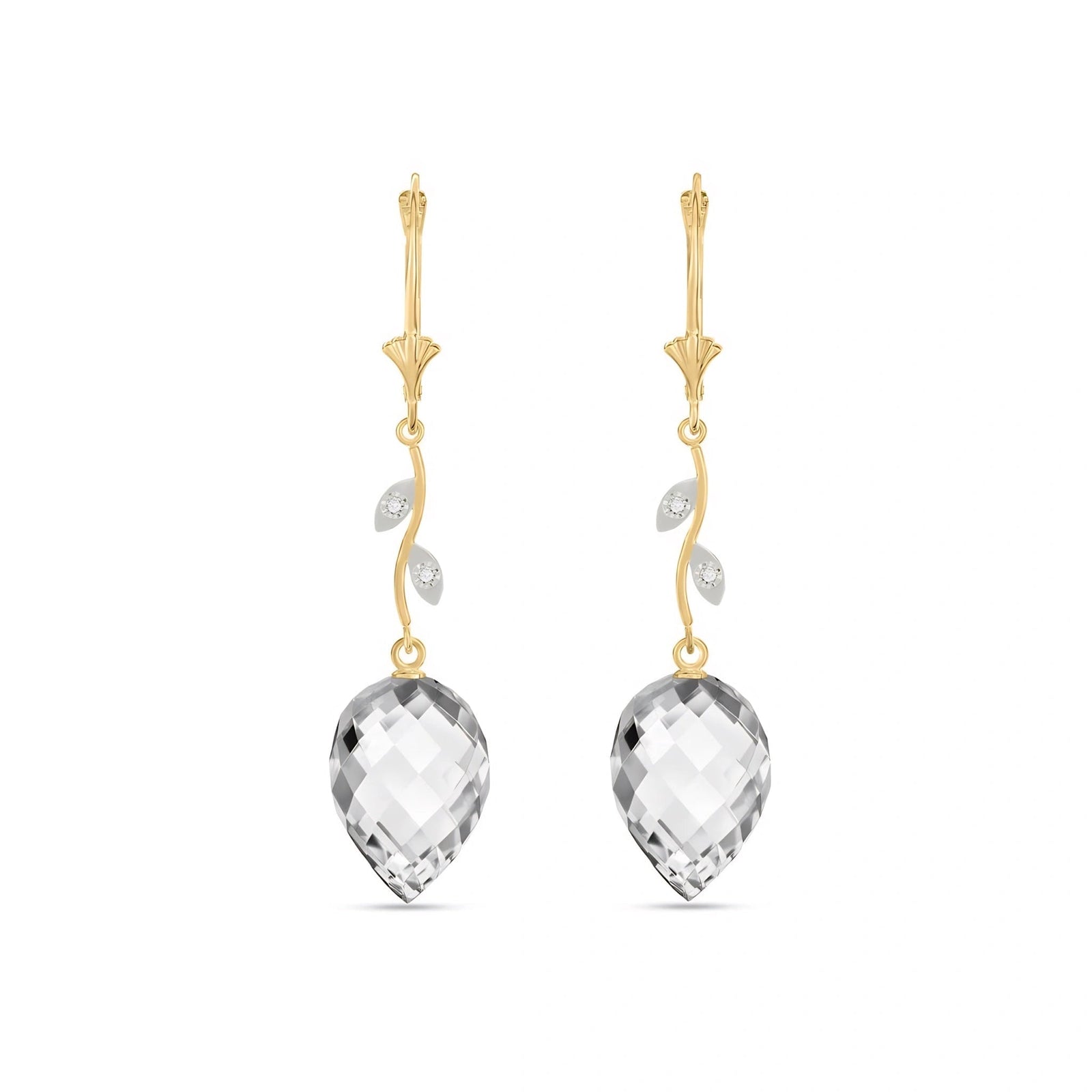 Yellow Gold Earrings White Topaz 10K — Severina