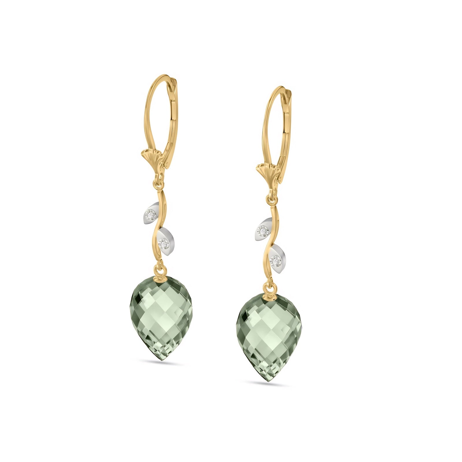 Yellow Gold Earrings White Topaz 10K — Severina