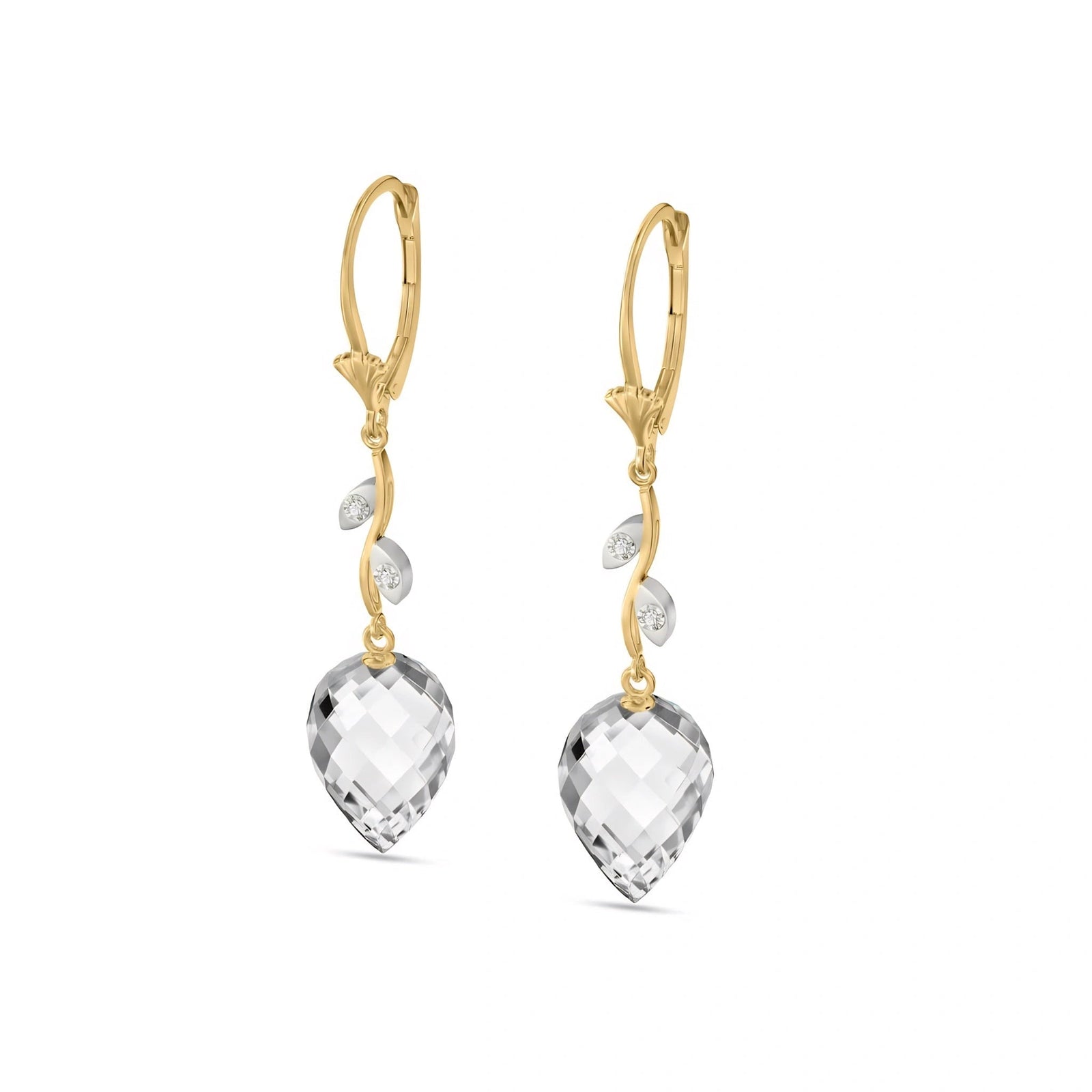 Yellow Gold Earrings White Topaz 10K — Severina