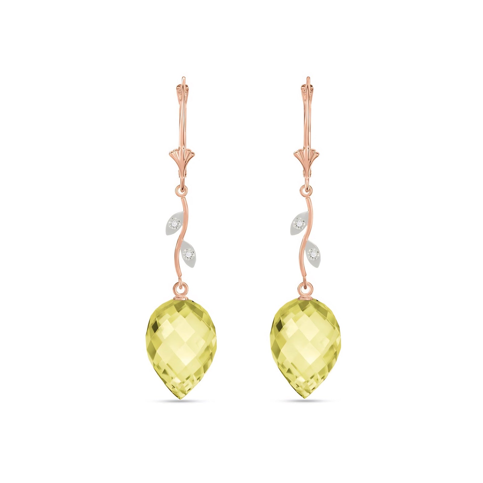 Rose Gold Earrings Lemon Quartz 10K — Severina
