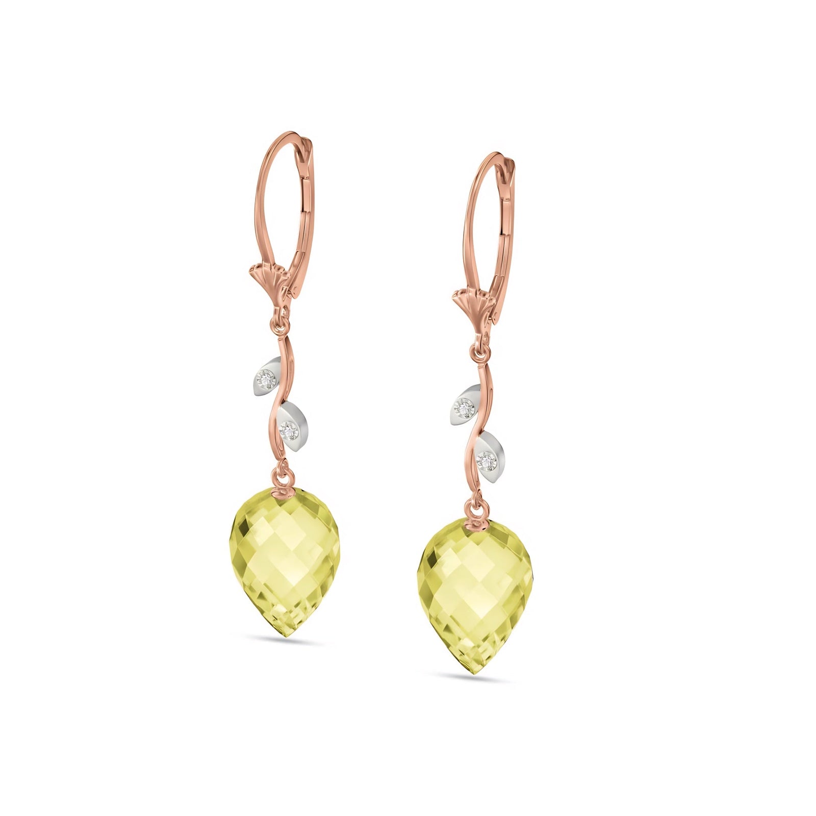 Rose Gold Earrings Lemon Quartz 10K — Severina
