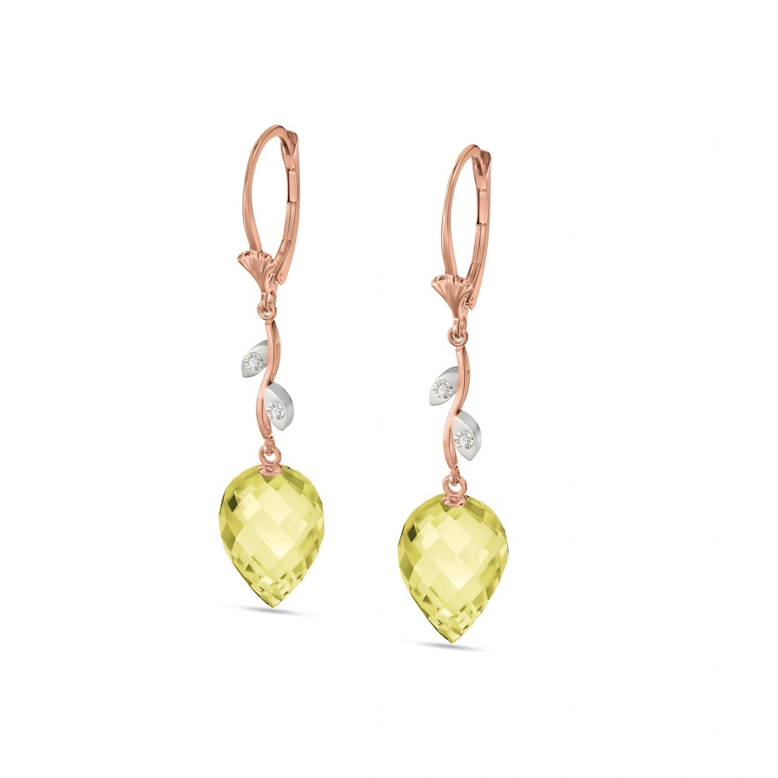 Rose Gold Earrings Lemon Quartz 10K — Severina