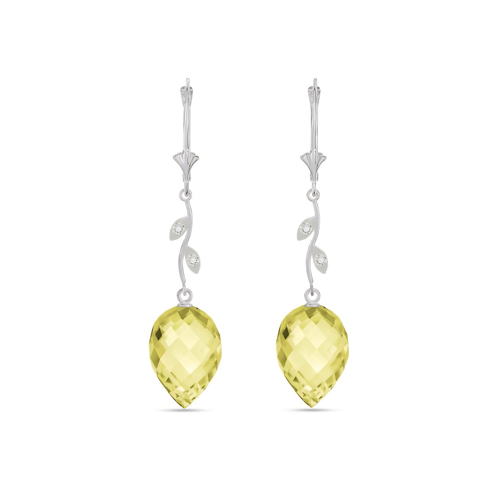 White Gold Earrings Lemon Quartz 10K — Severina