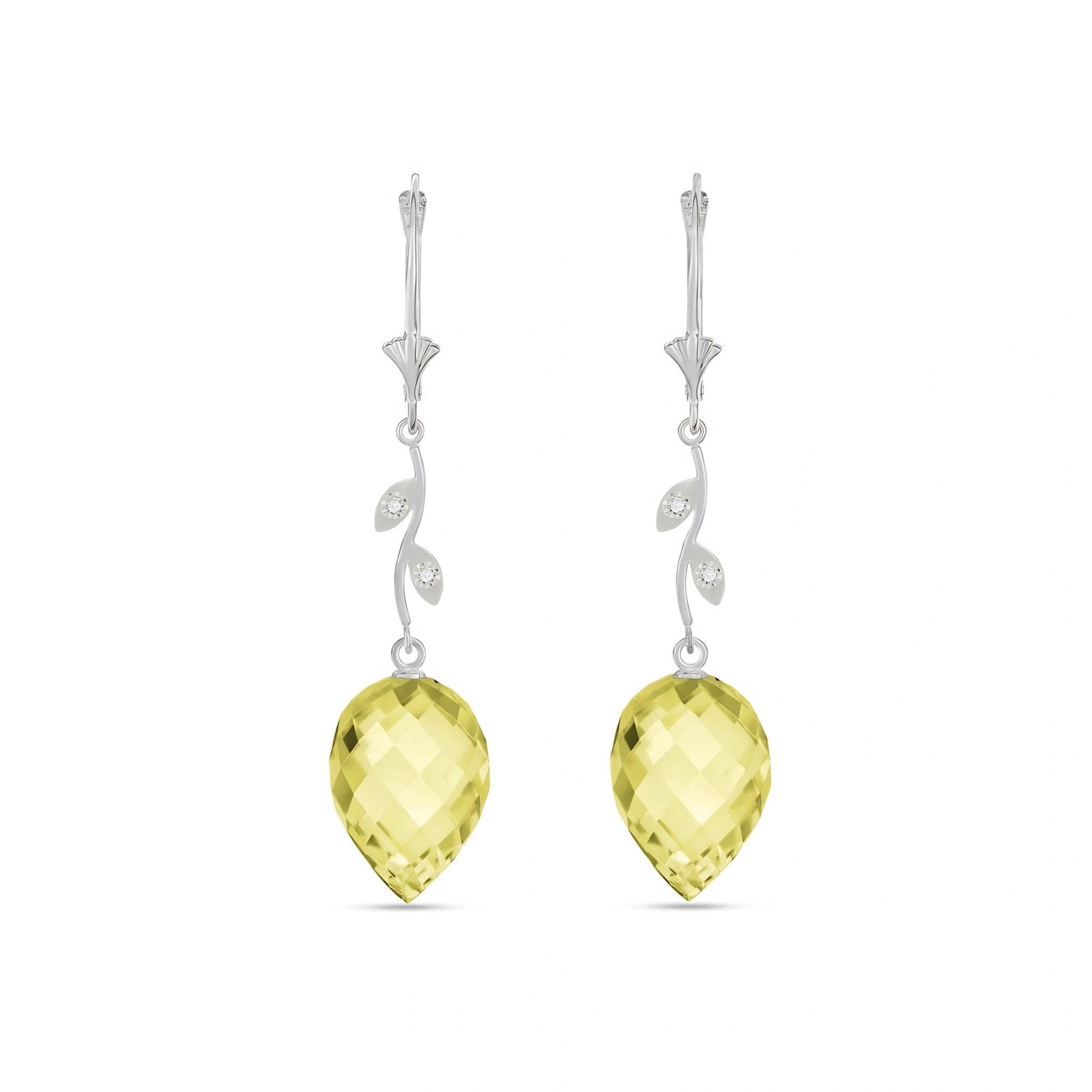 White Gold Earrings Lemon Quartz 10K — Severina