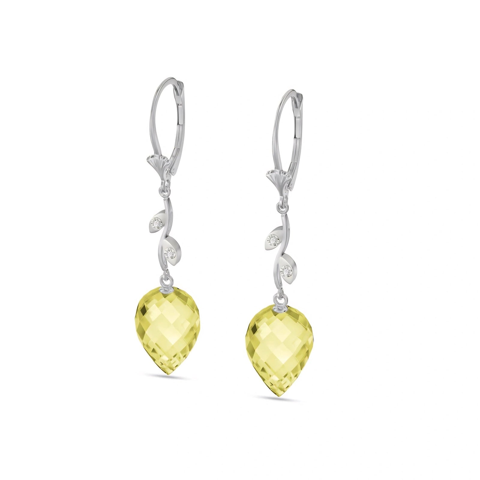 White Gold Earrings Lemon Quartz 10K — Severina