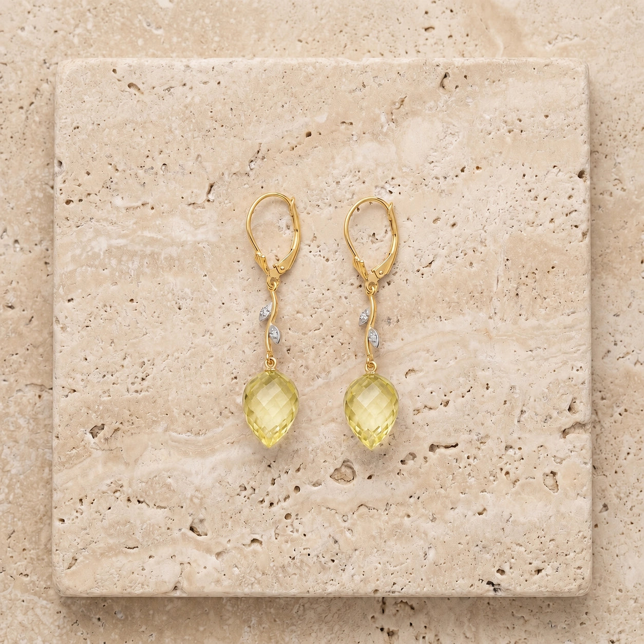 Yellow Gold Earrings Lemon Quartz 10K — Severina