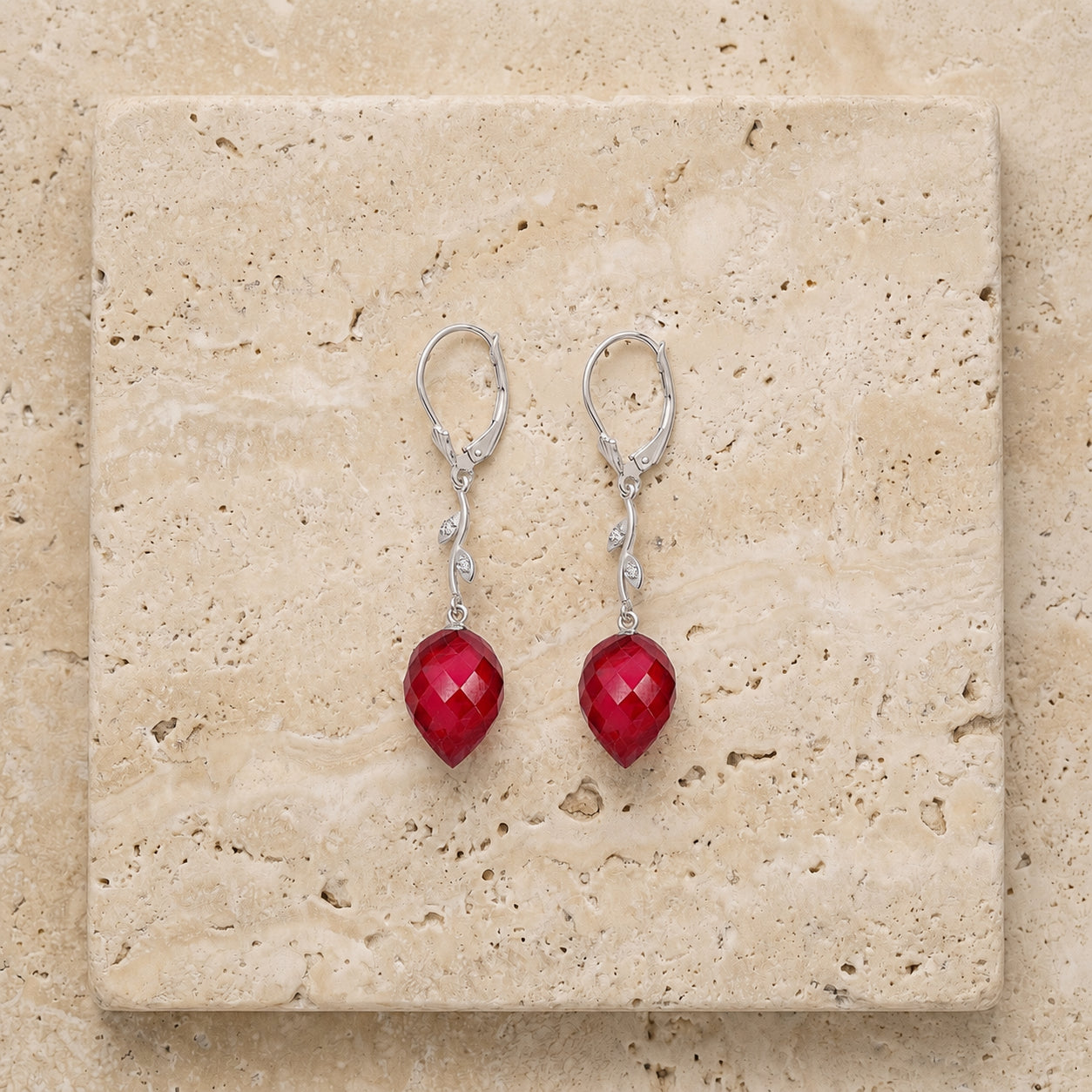 White Gold Earrings Spinel 10K — Severina