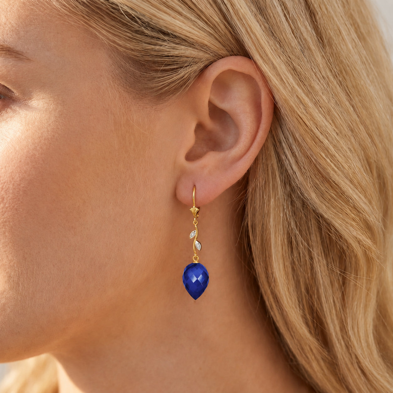 Yellow Gold Earrings Ruby 10K — Severina