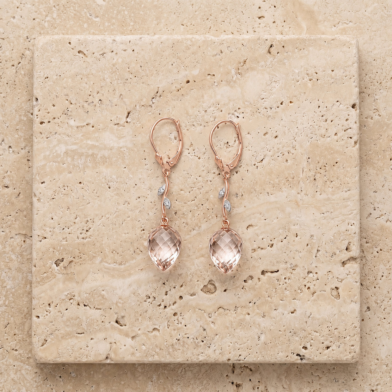 Rose Gold Earrings Emerald 10K — Severina