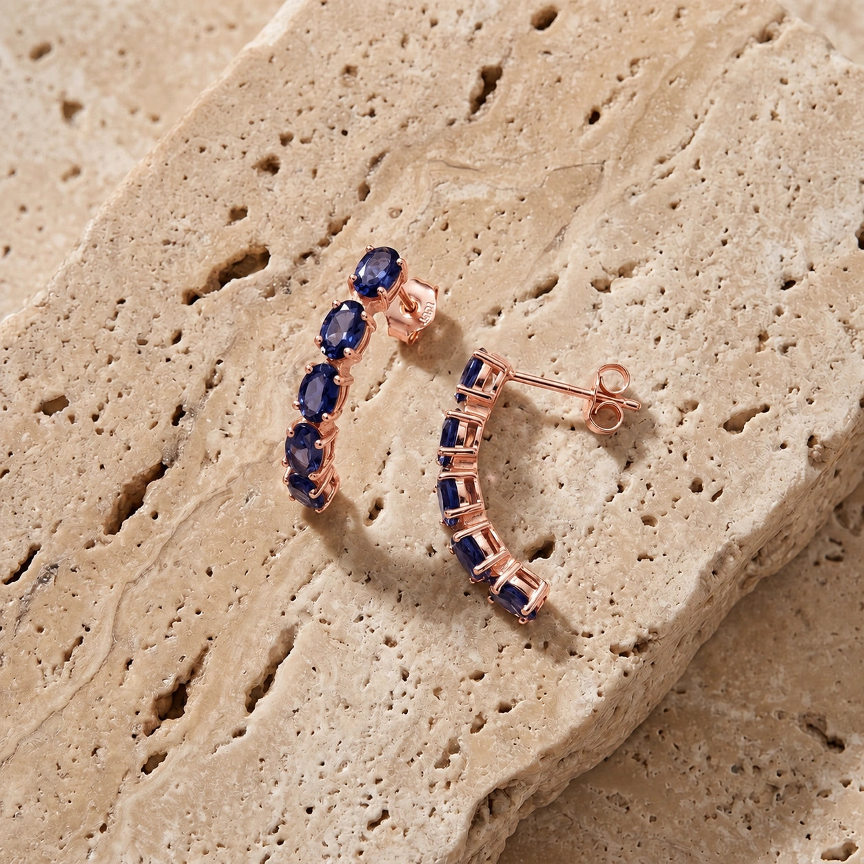 Rose Gold Eternal Earrings Blue Topaz 10K — Calliope