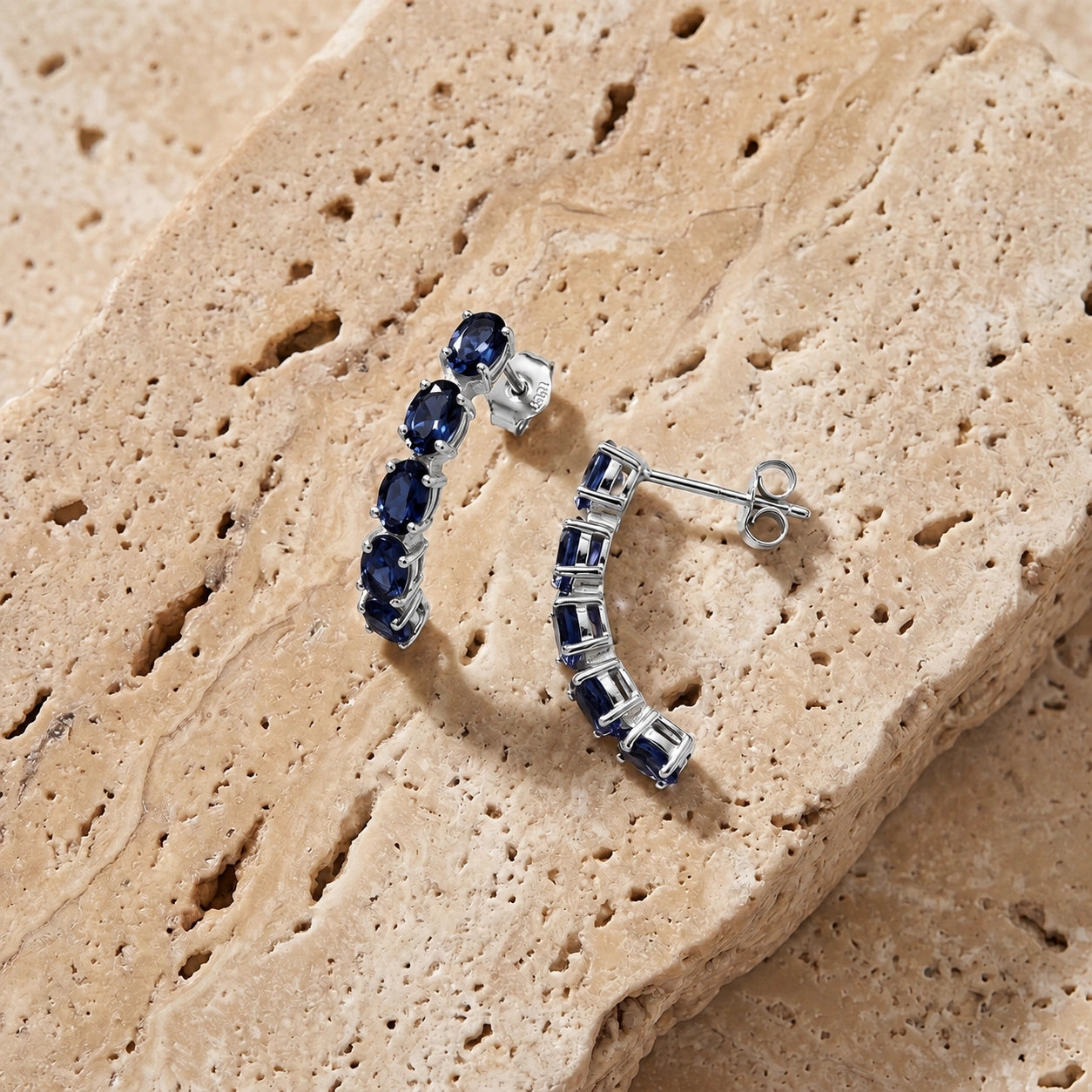 White Gold Eternal Earrings Blue Topaz 10K — Calliope