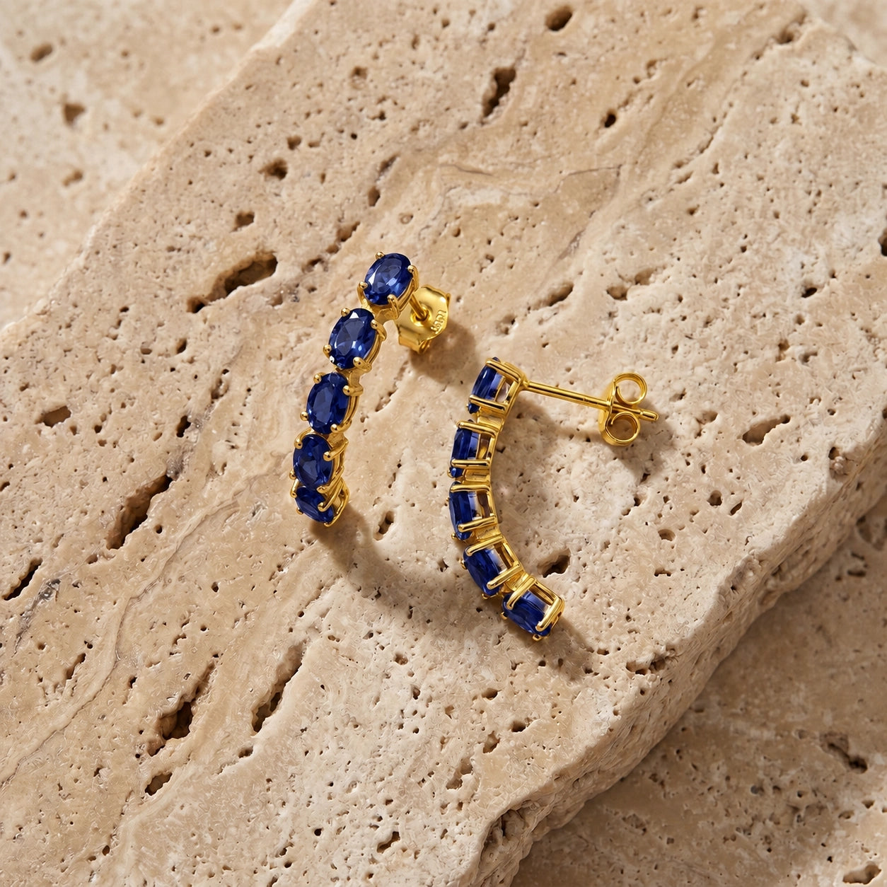 Yellow Gold Eternal Earrings Blue Topaz 10K — Calliope