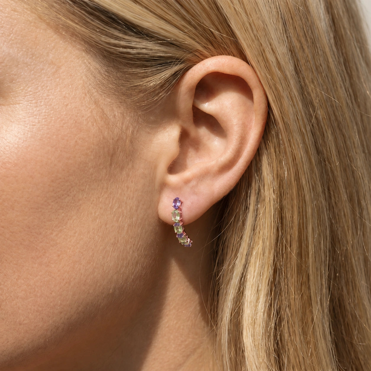 Rose Gold Eternal Earrings Garnet 10K — Calliope