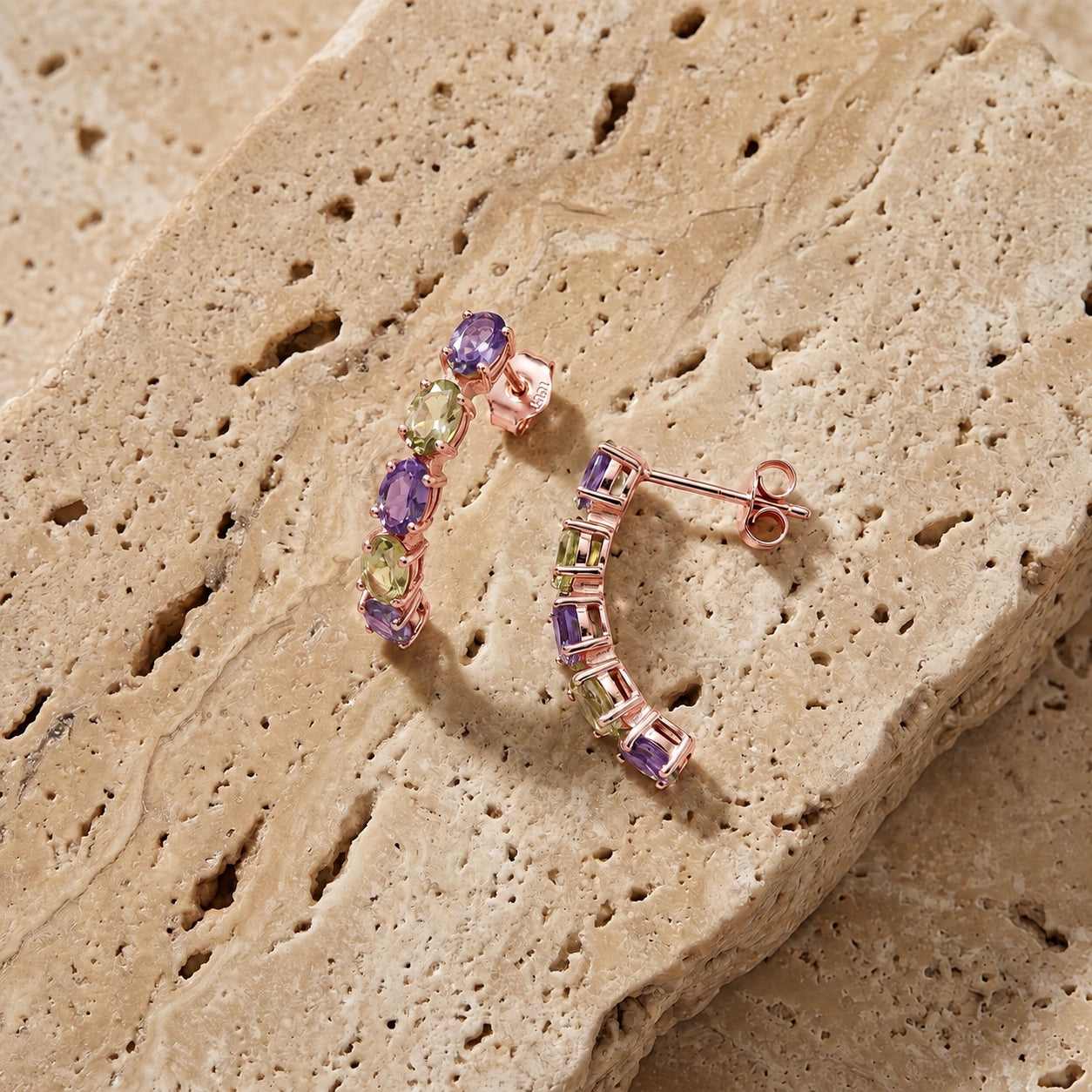 Rose Gold Eternal Earrings Garnet 10K — Calliope