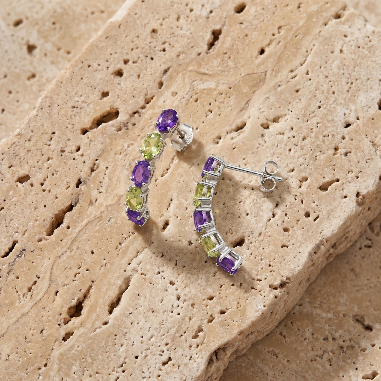 White Gold Eternal Earrings Garnet 10K — Calliope