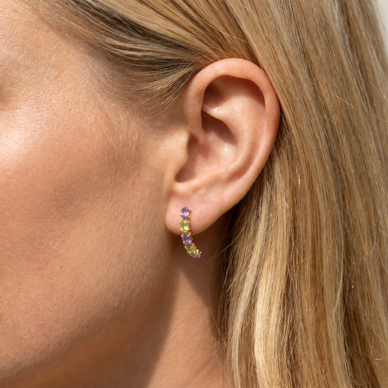 Yellow Gold Eternal Earrings Garnet 10K — Calliope