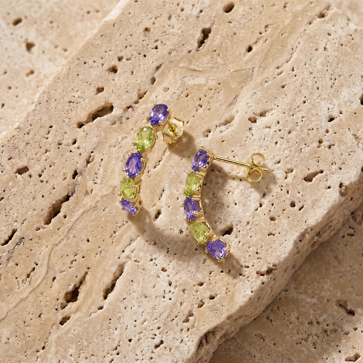 Yellow Gold Eternal Earrings Garnet 10K — Calliope