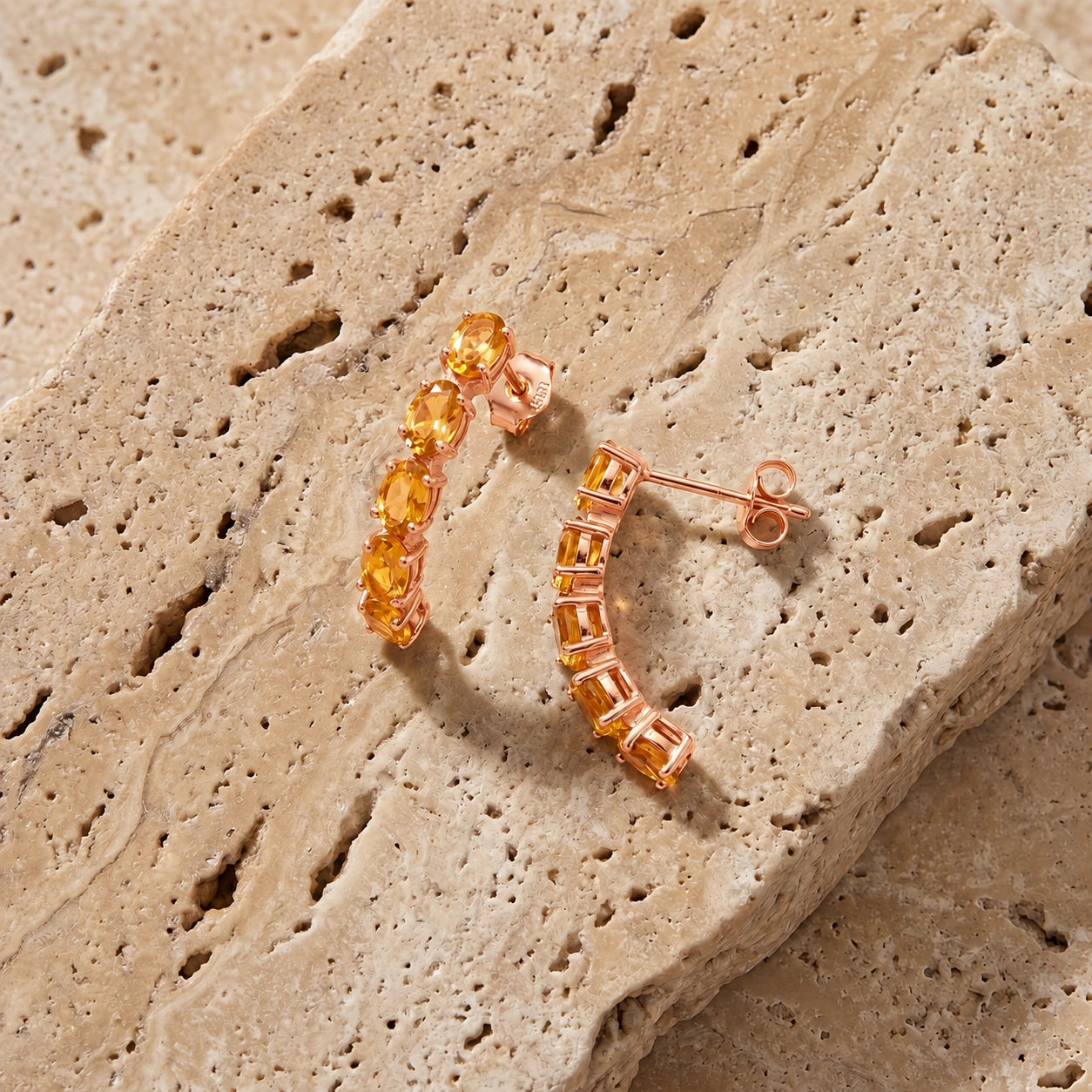 Rose Gold Eternal Earrings Multi-Gemstone 10K — Calliope