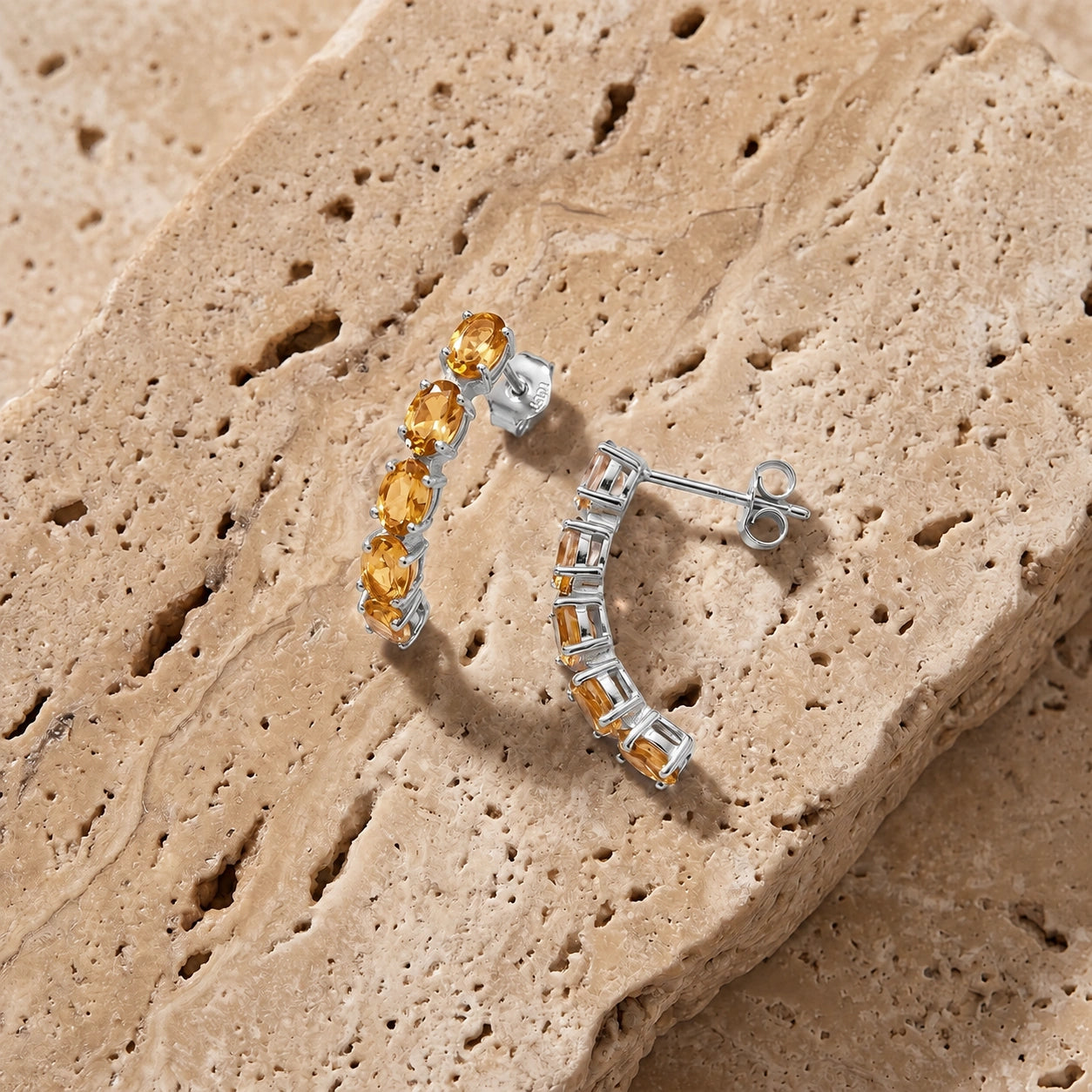White Gold Eternal Earrings Multi-Gemstone 10K — Calliope