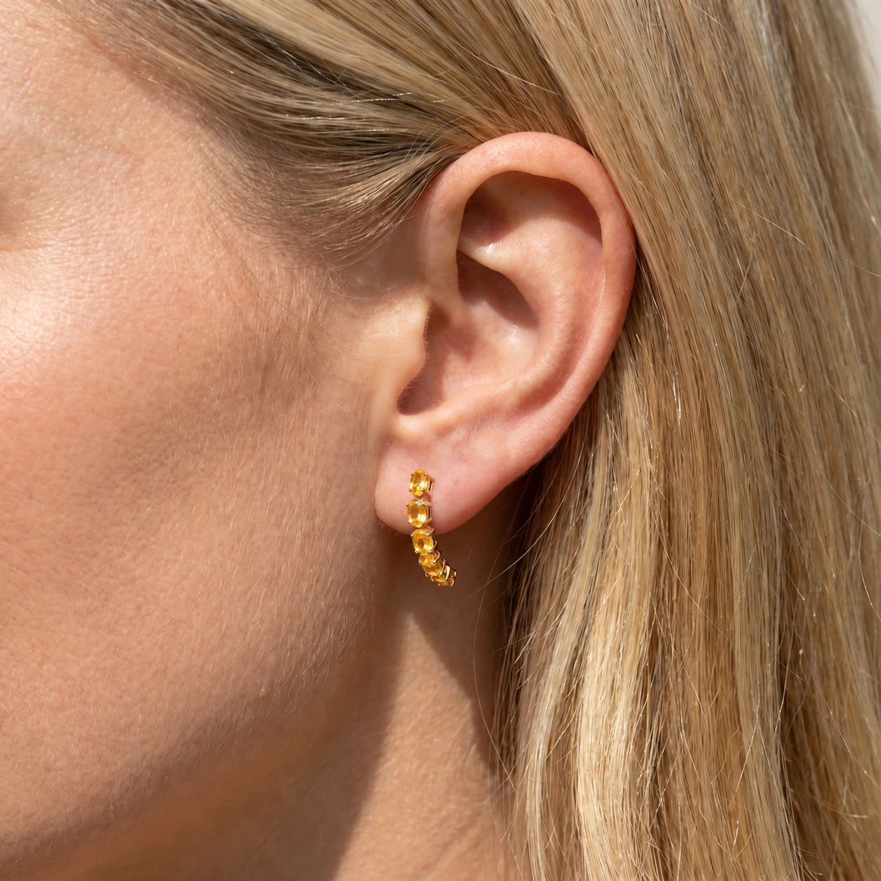 Yellow Gold Eternal Earrings Multi-Gemstone 10K — Calliope