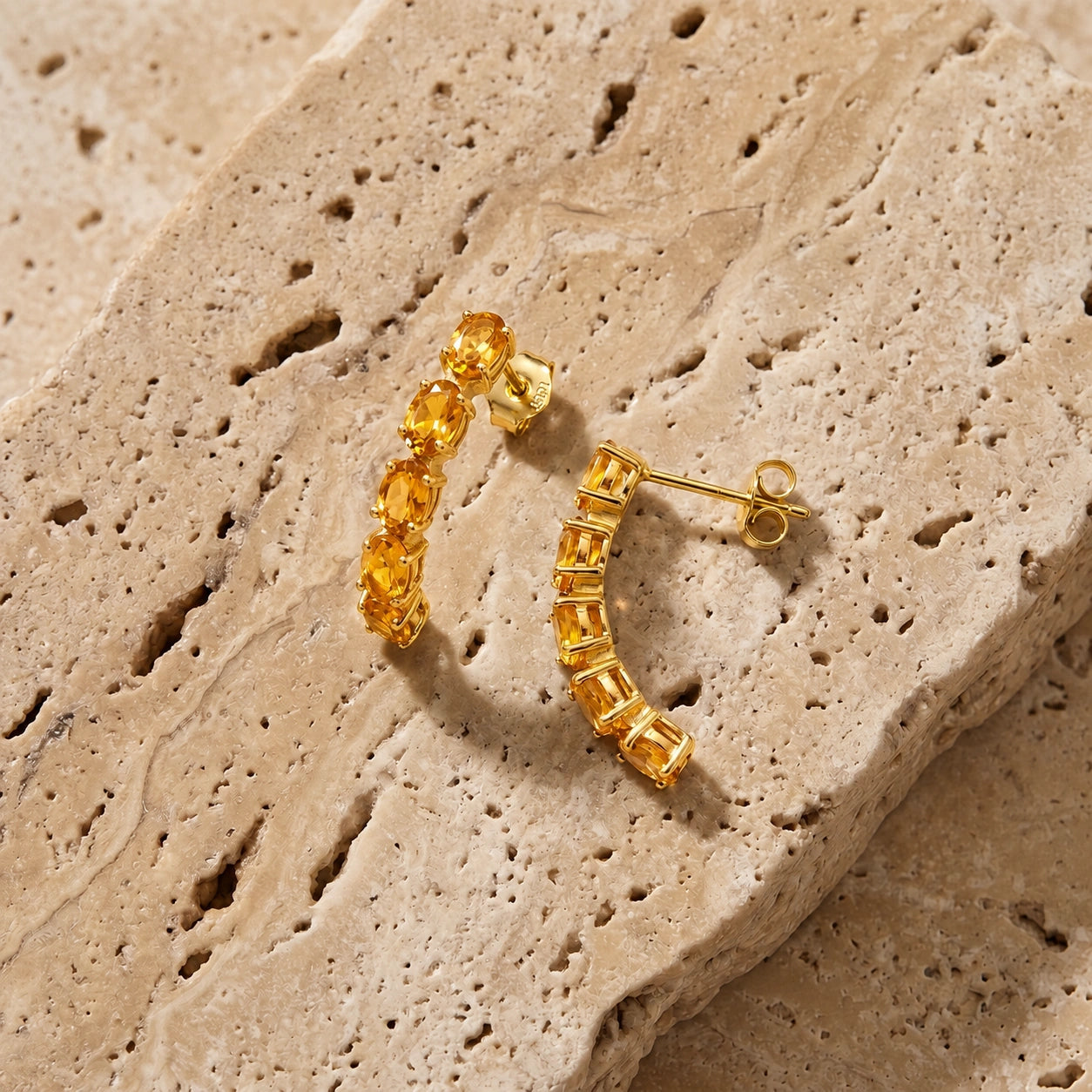 Yellow Gold Eternal Earrings Multi-Gemstone 10K — Calliope