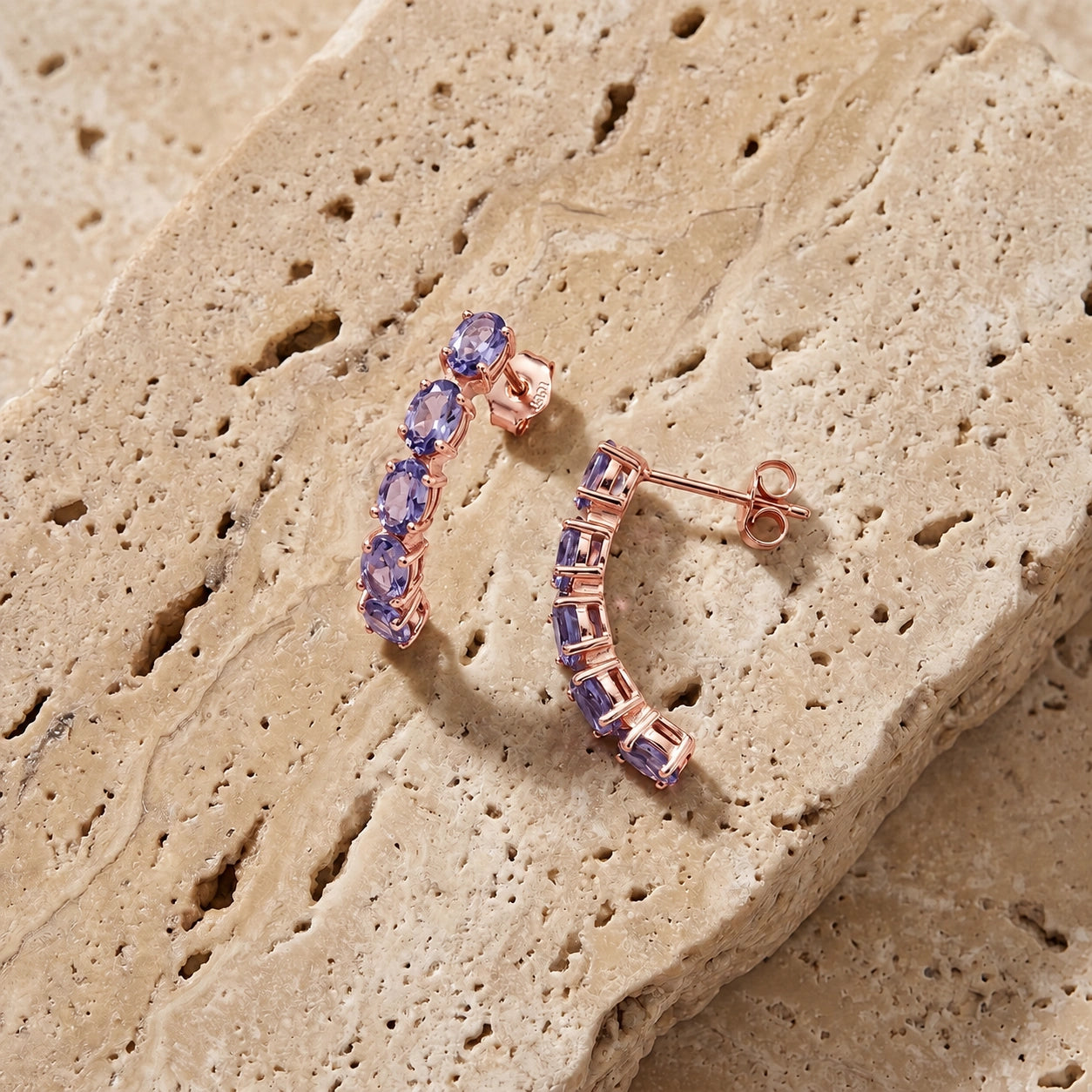 Rose Gold Eternal Earrings Tanzanite 10K — Calliope