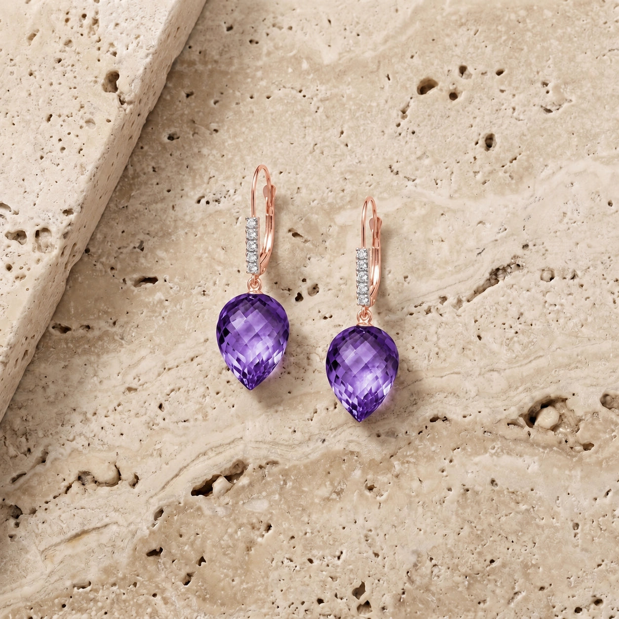 Rose Gold Belle Earrings Amethyst 10K — Nilde