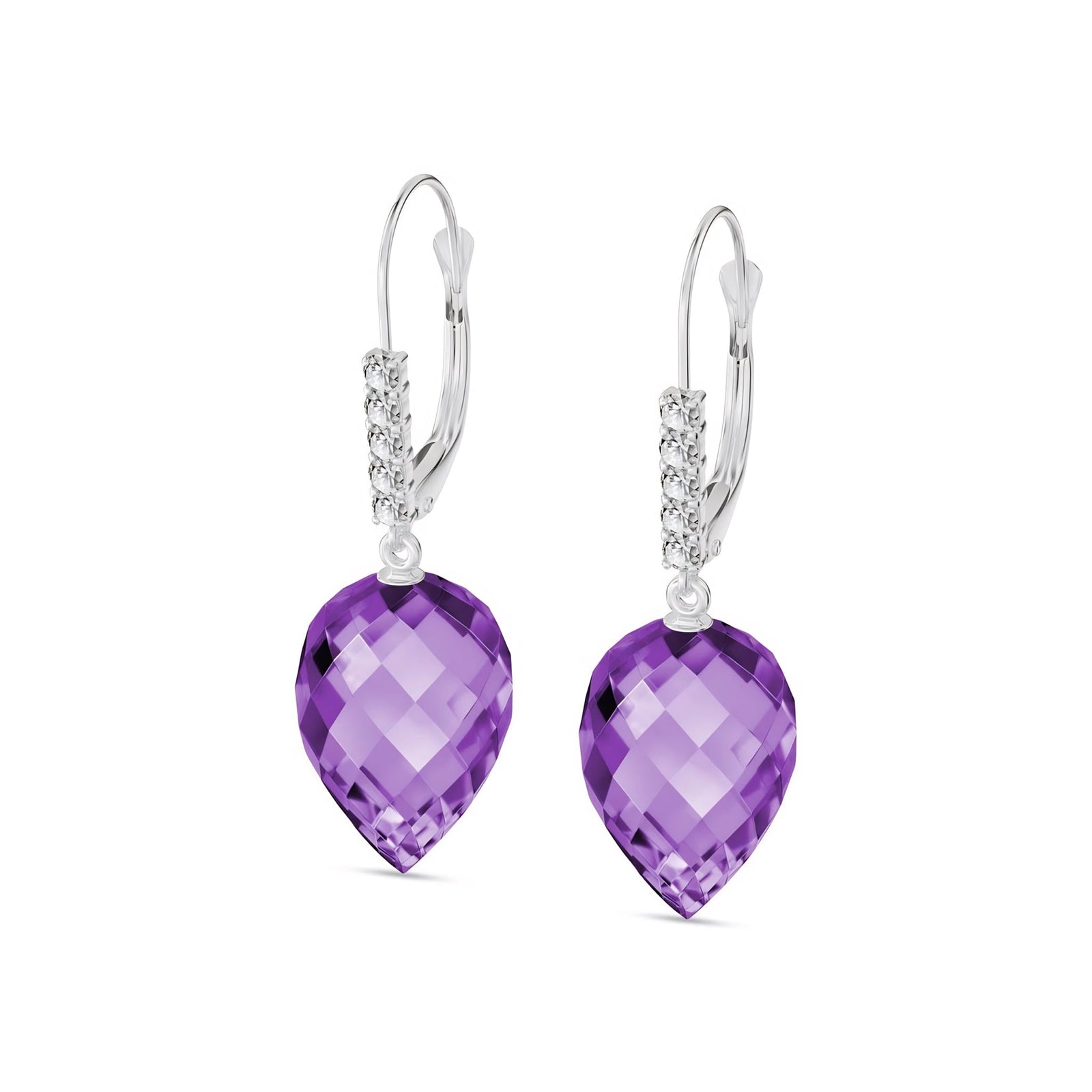 White Gold Belle Earrings Amethyst 10K — Nilde