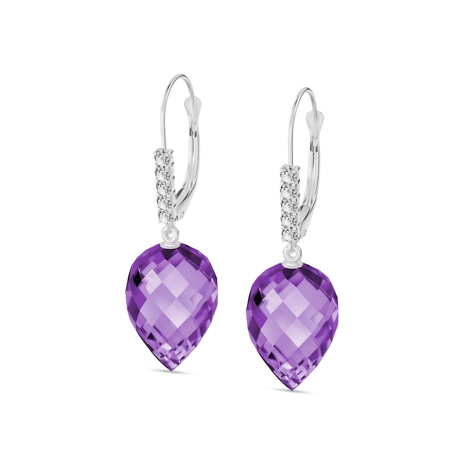 White Gold Belle Earrings Amethyst 10K — Nilde
