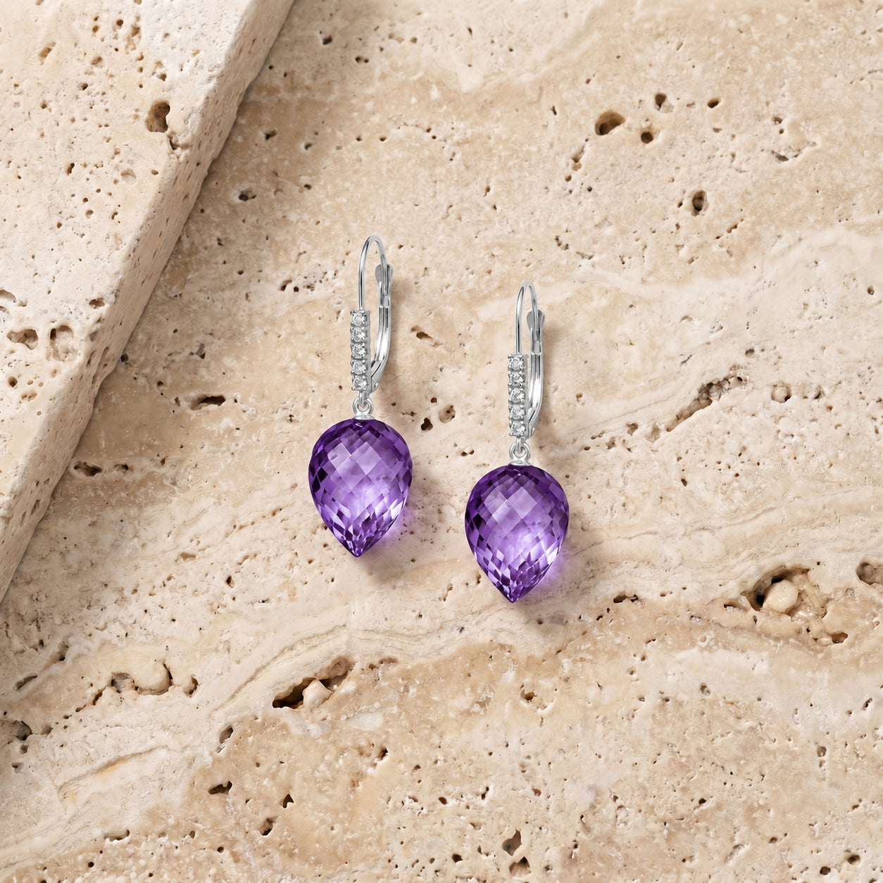 White Gold Belle Earrings Amethyst 10K — Nilde
