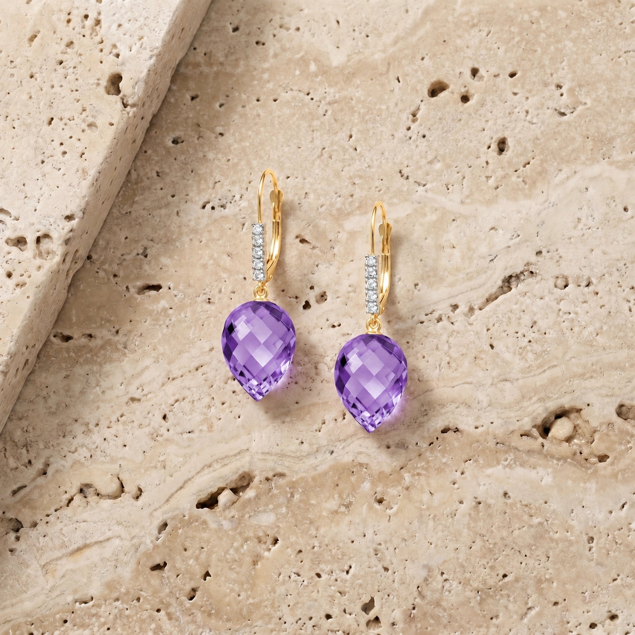 Yellow Gold Belle Earrings Amethyst 10K — Nilde