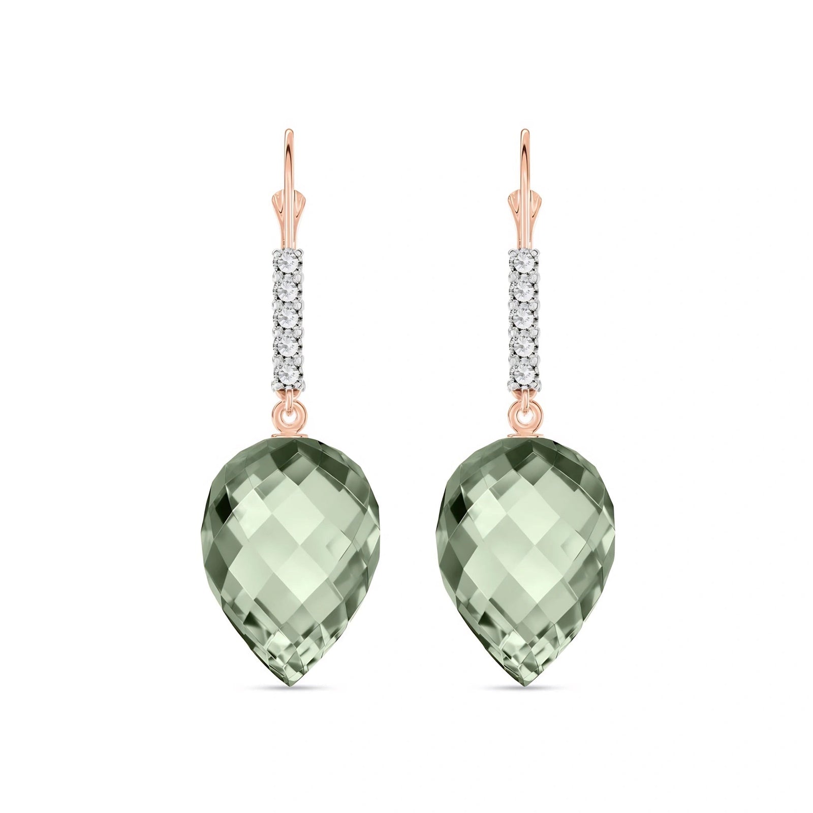 Rose Gold Belle Earrings Green Amethyst 10K — Nilde