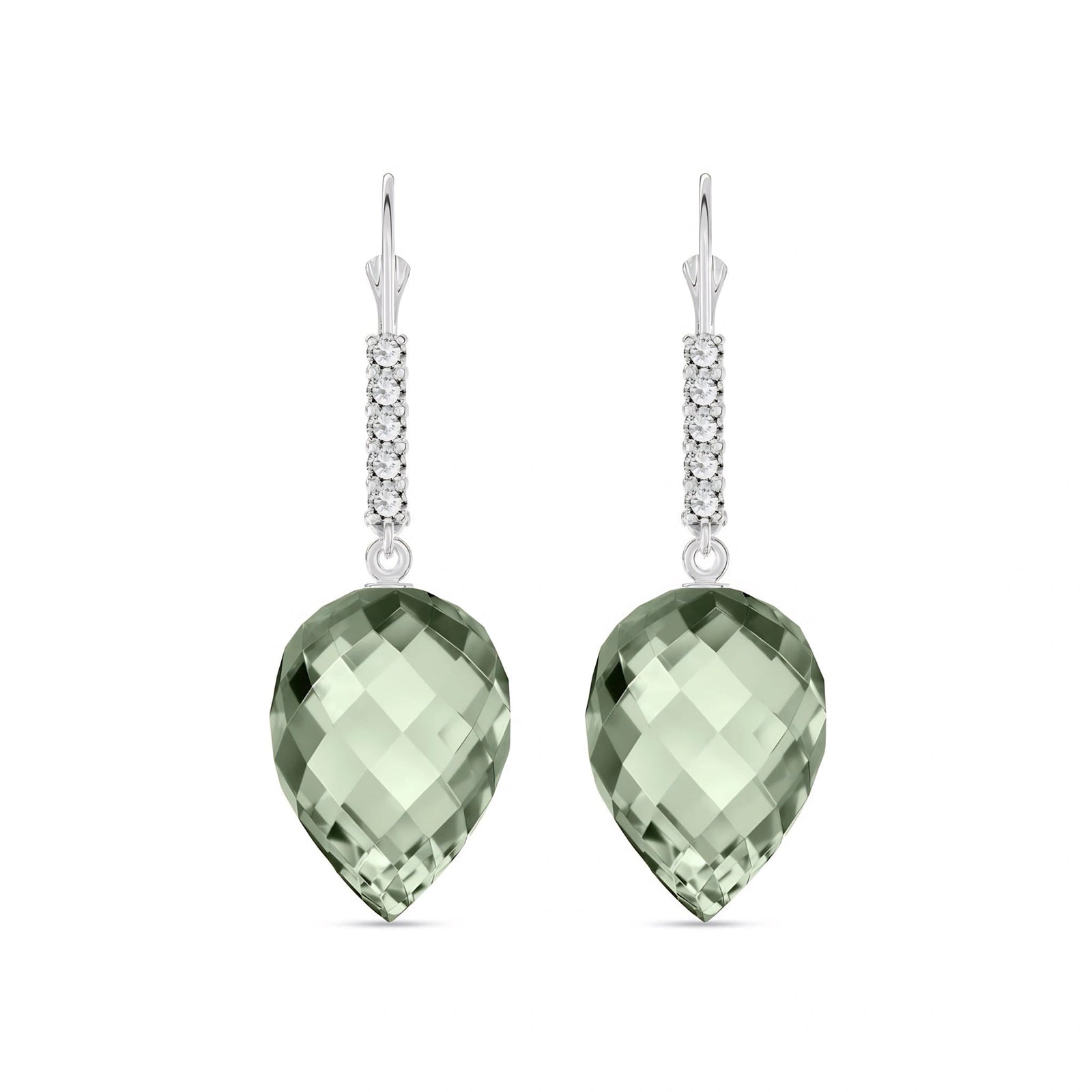 White Gold Belle Earrings Green Amethyst 10K — Nilde